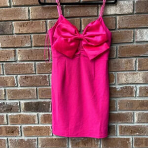Lena Mini Dress (Color: Hot Pink) (Size M)